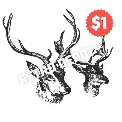 Vintage Stag Head Vector