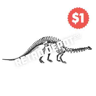 Vintage Vector Dinosaur Skeleton