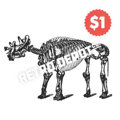 Vintage Vector Dinosaur Skeleton