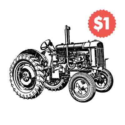 Vintage Vector Tractor Engraving