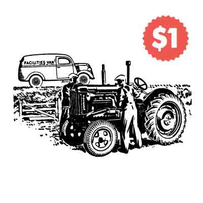 Vintage Vector Tractor Engraving