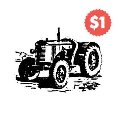 Vintage Vector Tractor Engraving