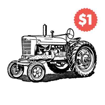 Vintage Vector Tractor Engraving