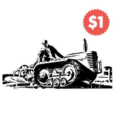 Vintage Vector Tractor Engraving