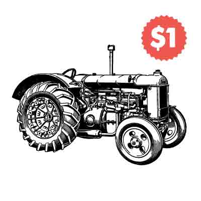 Vintage Vector Tractor Engraving