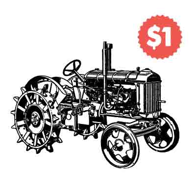 Vintage Vector Tractor Engraving